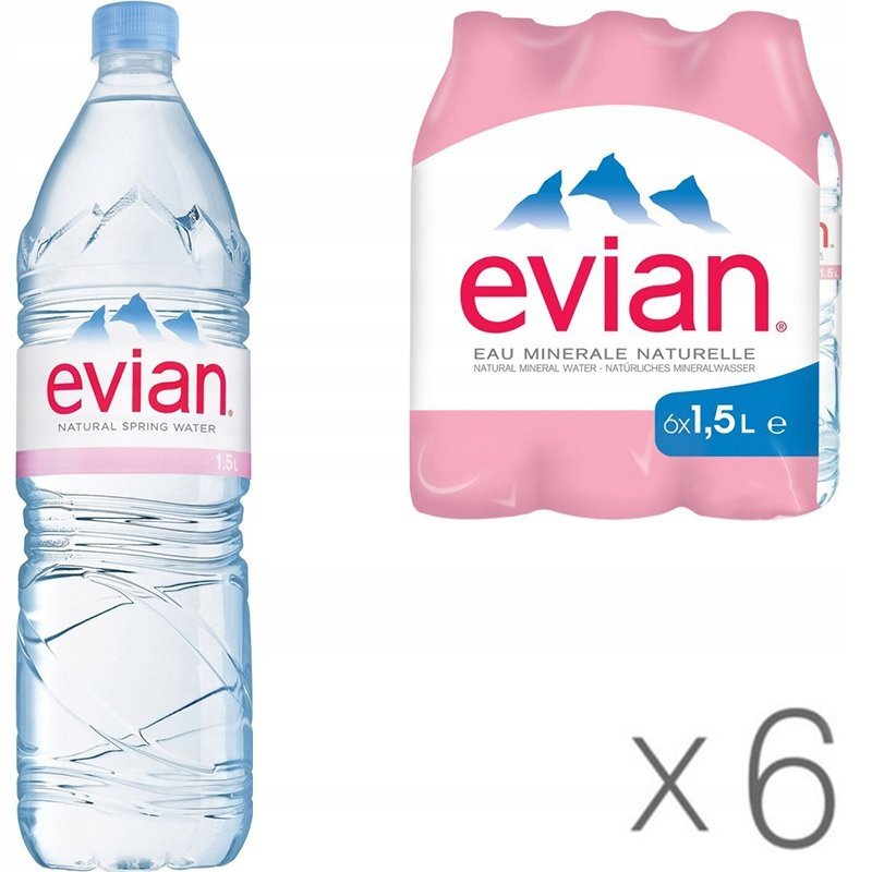 EVIAN WODA MINERALNA 1,5 L X 6 - NIEGAZOWANA PET
