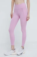 Legginsy - Reebok legginsy treningowe LUX COLLECTION kolor różowy gładkie - miniaturka - grafika 1