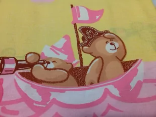 Pościel 90x120 Misie Piraci na łódce żółto różowe tło - Pościel dla dzieci - miniaturka - grafika 1