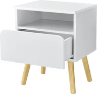 Szafki nocne - [en.casa] Stolik boczny z powierzchnią do przechowywania Komoda ze schowkiem Szafka nocna Szafka nocna z szufladą Stolik kawowy drewno sosnowe Kolory biały/drewno - miniaturka - grafika 1