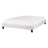 Łóżka - BELIANI Łóżko jasnobeżowe tapicerowane 140 x 200 cm dwuosobowe ze stelażem bez zagłówka - miniaturka - grafika 1