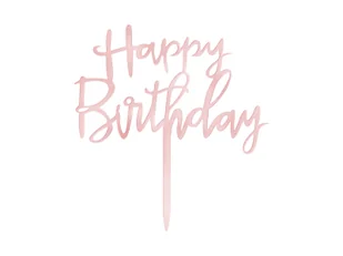 Topper na tort Happy Birthday różowe złoto - 1 szt. - Ciasta i półprodukty do ciast - miniaturka - grafika 1
