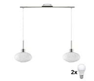 Lampy sufitowe - LED Żyrandol na linkę HARMA 2xE27/60W/230V matowy chrom/biały - miniaturka - grafika 1
