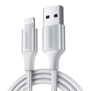 Kable - Kabel Lightning do USB UGREEN 2.4A US199, 1m (srebrny) - miniaturka - grafika 1