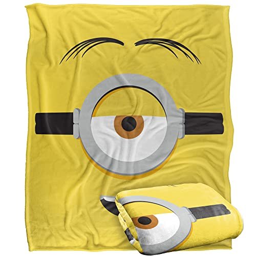 MINIONS Koc Stuart Face Silky Touch, super miękki, 152 x 127 cm