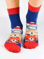 Skarpetki damskie - SKARPETY NOVITI SB060-U-05 XMAS MISIE (kolor niebieski, rozmiar 27-30) - miniaturka - grafika 1