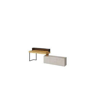 Młodzieżowe Biurko z Szafką Wiszącą i Oświetleniem SET-13A Teen Flex Lenart Hikora Naturalna, Silk Flou, Raw Steel - Zestawy mebli dla dzieci - miniaturka - grafika 1