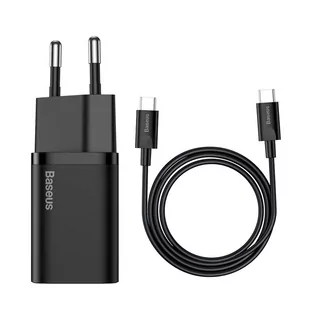 Baseus Super Si szybka ładowarka sieciowa Quick Charge 3.0 Power Delivery 25W 3A + Kabel USB Typ C - USB Typ C 3A 1m czarny (TZCCSUP-L01) - Kable USB - miniaturka - grafika 1