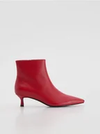Botki damskie - Reserved - Skórzane botki na obcasie - czerwony - miniaturka - grafika 1