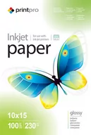 Papier do drukarek - PrintPro Papier Fotograficzny Błyszczący 10x15 230g 100 szt (PGE2301004R) - miniaturka - grafika 1
