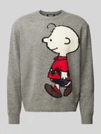 Swetry męskie - Sweter z dzianiny z lnu z wyhaftowanym logo model ‘ROLF’ - miniaturka - grafika 1