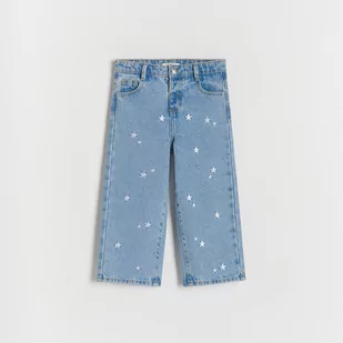 Reserved - Jeansy straight z haftem - Niebieski - Spodnie i spodenki dla dziewczynek - miniaturka - grafika 1