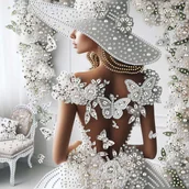 Rękodzieło - TEMU Zestaw do malowania diamentowego z białymi kwiatami, wzór dekoracyjny, częściowo kryształki Rhinestone o specjalnych kształtach, ozdoba ścienna - miniaturka - grafika 1