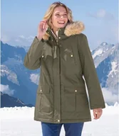 Kurtki damskie - Ocieplana parka z kapturem z imitacją futerka Kobieta Atlas For Men - Kolor : Zielony - Rozmiar : 36/38 - miniaturka - grafika 1