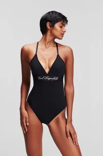 Body - Karl Lagerfeld body kolor czarny bawełniane gładki - grafika 1
