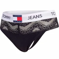 Majtki damskie - TOMMY HILFIGER STRINGI DAMSKIE MAJTKI 1P THONG CZARNE r.S - miniaturka - grafika 1