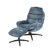Fotele - Fotel Wypoczynkowy z Podnóżkiem Dario Niebieski Halmar - miniaturka - grafika 1
