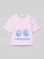 Koszulki dla dziewczynek - T-shirt o kroju relaxed fit z czystej bawełny z nadrukiem z przodu - miniaturka - grafika 1