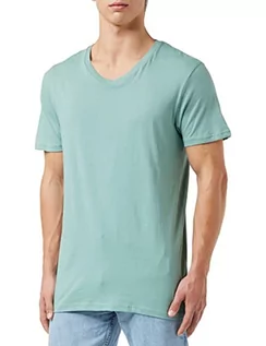 Koszulki męskie - Springfield Męski T-shirt z dekoltem w serek podkoszulek, turkusowy/kaczka, L - grafika 1