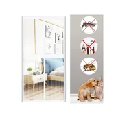 Moskitiery - Biała Magnetyczna Siatka na Drzwi Balkonowe 100 x 210 cm Moskitiera Magnetyczna Kurtyna Przeciwko Owadom na Drzwi Zewnętrzne z Magnesami - miniaturka - grafika 1