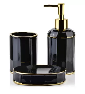 CIRI BLACK Komplet łazienkowy czarno-złoty 350ml - Akcesoria łazienkowe - miniaturka - grafika 1