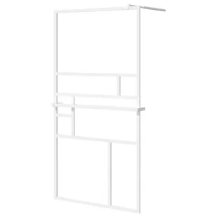 VidaXL Ścianka prysznicowa z półką biała, 80x195 cm, ESG i aluminium - Ścianki i drzwi prysznicowe - miniaturka - grafika 3