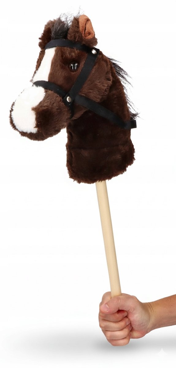 HOBBY HORSE CIEMNY BRĄZ GŁOWA KONIA NA PATYKU, KOŃ DO SKAKANIA DO ZABAWY