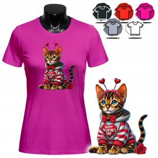 KOSZULKA DAMSKA Z NADRUKIEM T-SHIRT - SŁODKI KOTEK PREZENT WZORY - XS - Koszulki i topy damskie - miniaturka - grafika 1