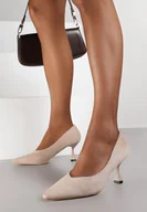 Czółenka - Ciemnobeżowe Czółenka Vices na Klepsydrze z Wkładką ze Skóry Naturalnej Dodvira - miniaturka - grafika 1