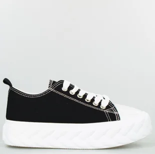 Estetino Tenisówki na ozdobnej platformie tekstylne czarne-40 - Trampki damskie - miniaturka - grafika 1