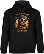 Bluzy męskie - BLUZA MĘSKA Z KAPTUREM MIŁOŚNIK PSÓW ROTTWEILER PIES PSY CZARNA R-XL A146 - miniaturka - grafika 1