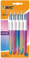 Długopisy - BIC 4 kolory gradientowe chowany długopis kulkowy średnie punkty (1,00 mm) – trójkolorowe gradientowe wzory beczki, 5 sztuk - miniaturka - grafika 1
