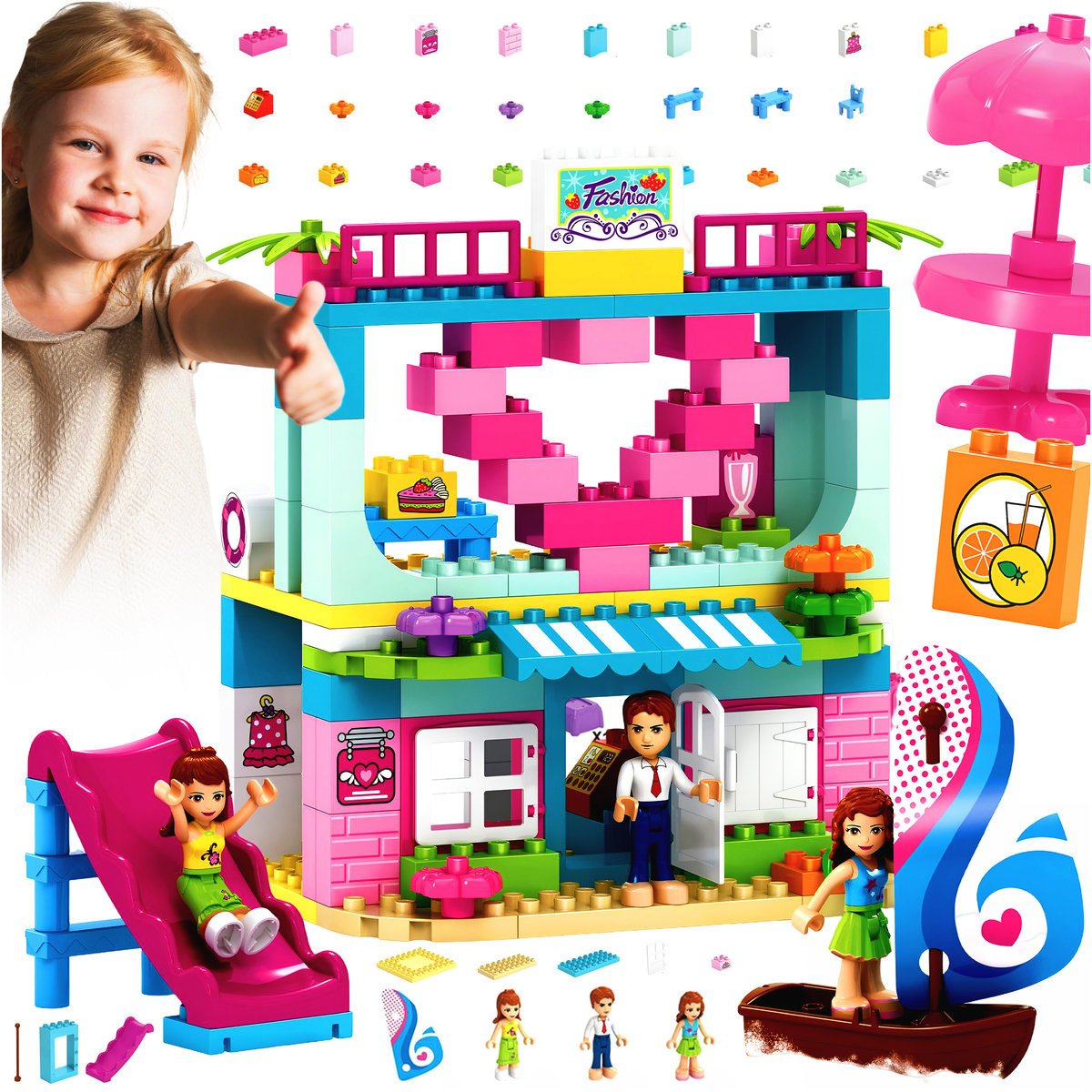 KLOCKI KONSTRUKCYJNE ZESTAW KURORT PLAŻOWY DLA DZIECI 118 EL. NA PREZENT