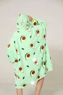 Bluzy damskie - CIEPŁA BLUZA KOCOBLUZA XXL KOC OVERSIZE DŁUGA FUTRZAK Z KAPTUREM AWOKADO - miniaturka - grafika 1