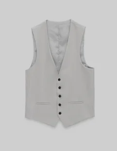 kamizelka do zestawu pimonte szary slim fit - Kamizelki męskie - miniaturka - grafika 1