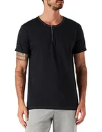 Koszulki męskie - Trigema Męski T-shirt listwa guzikowa z bawełny ekologicznej, Czarny (czarny-c2c 508), XXL - miniaturka - grafika 1