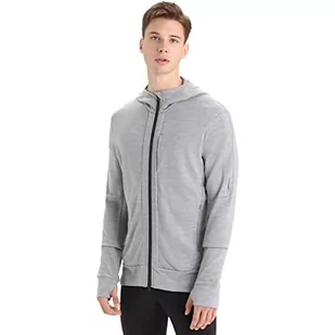 Icebreaker Merino Męska kurtka polarowa Quantum Iii z długim rękawem wełniana sportowa z zamkiem błyskawicznym, Metro Hthr/Black, XXL - Kurtki męskie - miniaturka - grafika 1
