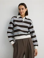Bluzy damskie - Reserved - Bawełniana bluza z kołnierzem - wielobarwny - miniaturka - grafika 1