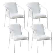 Fotele i krzesła ogrodowe - BELIANI Zestaw 4 krzeseł ogrodowych z poduszkami ASCIANO Metal Biały - miniaturka - grafika 1