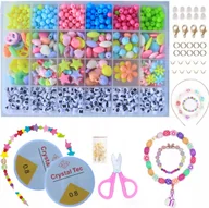 Prace ręczne dla dzieci - KORALIKI ZESTAW KORALIKÓW DO ROBIENIA BIŻUTERII - miniaturka - grafika 1