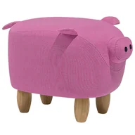 Taborety i hokery - Beliani Hoker tapicerowany różowy PIGGY - miniaturka - grafika 1