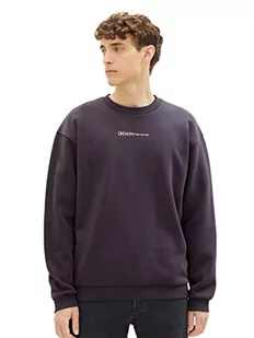 TOM TAILOR Denimowa męska bluza z okrągłym dekoltem i małym nadrukiem z logo, 29476-węgiel szary, XXL - Bluzy męskie - miniaturka - grafika 1