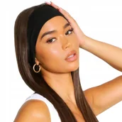 Ozdoby do włosów - CZARNA OPASKA NA GŁOWĘ USZY UNIWERSALNA GŁADKA MATERIAŁOWA ORYGINALNA SNM - miniaturka - grafika 1