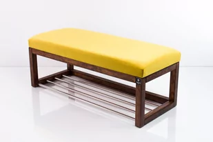 Ławka na buty LPG-4 80cm EMRAWOOD drewno lite kolor orzech siedzisko gładkie kolor żółty - Ławki do przedpokoju Ławka na buty LPG-4 80cm EMRAWOOD drewno lite kolor orzech siedzisko gładkie kolor żółty - Ławki do przedpokoju - miniaturka - grafika 1