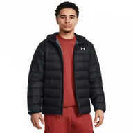 Kurtki męskie - Męska kurtka z puchem naturalnym Under Armour Legend Down Hooded Jacket - czarna - miniaturka - grafika 1
