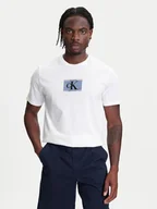 Koszulki męskie - Calvin Klein T-Shirt Box Tape Graphic LV04RC854G Biały Regular Fit - miniaturka - grafika 1