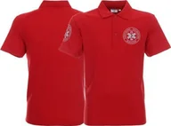 Odzież robocza - Promostars LPP - Koszulka Polo ratownicza czerwona męska odblaskowa - nadruk przód + rękawek - miniaturka - grafika 1