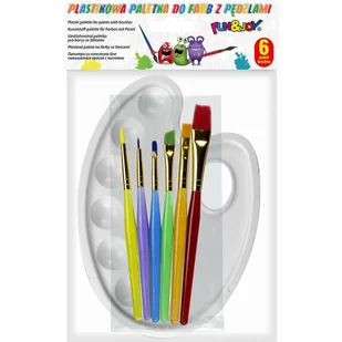 Paletka malarska biała plastikowa 13x18,5mm z zestawem 6 pędzli 374168 TITANUM - Przybory szkolne - miniaturka - grafika 1