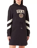 Sukienki - GANT Damska D1. Crest Shield Hoodie Dress sukienka, Ebony Black, L - miniaturka - grafika 1