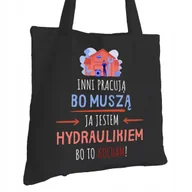 Torby i wózki na zakupy - Torba Bawełniana dla Hydraulika Czarna Na Prezent ekologiczna Trwały Nadruk - miniaturka - grafika 1